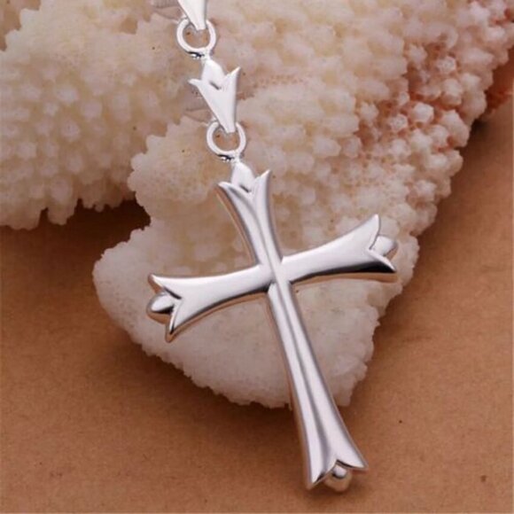 💎 Romantic Religious Dangle Elegant Cross Earrings for Women, INDN8597 - Picture 1 of 2